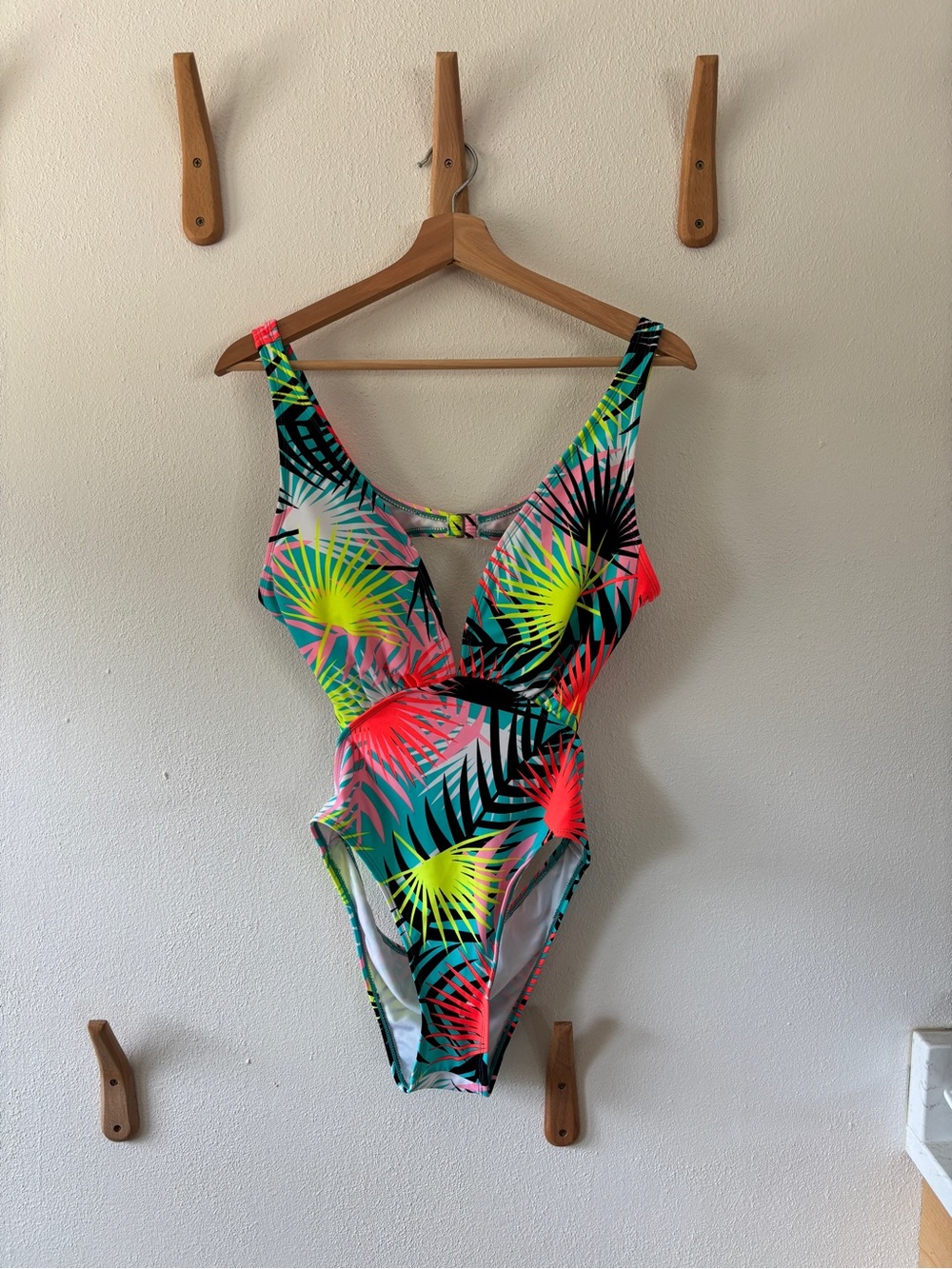 Tropical Neon Palm One-Piece Swimsuit